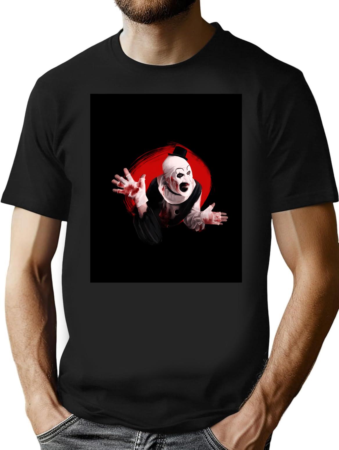 Art The Clown The Creepy Waving For You T-Shirt for Men & Women, T-Shirts Graphic Tee - Black
