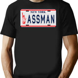 Assman License Plate T-Shirt for Men & Women, T-Shirts Graphic Tee - Black
