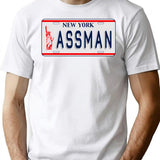 Assman License Plate T-Shirt for Men & Women, T-Shirts Graphic Tee - White