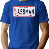 Assman License Plate T-Shirt for Men & Women, T-Shirts Graphic Tee - Blue