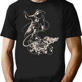 Astronaut Boombox T-Shirt for Men & Women, T-Shirts Graphic Tee - Black