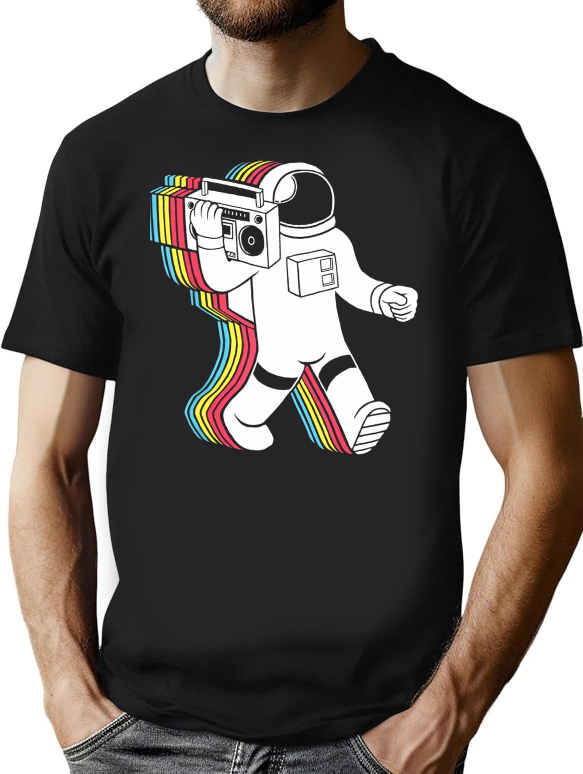 Astronaut Funk Retro Funny T-Shirt for Men & Women, T-Shirts Graphic Tee - Black