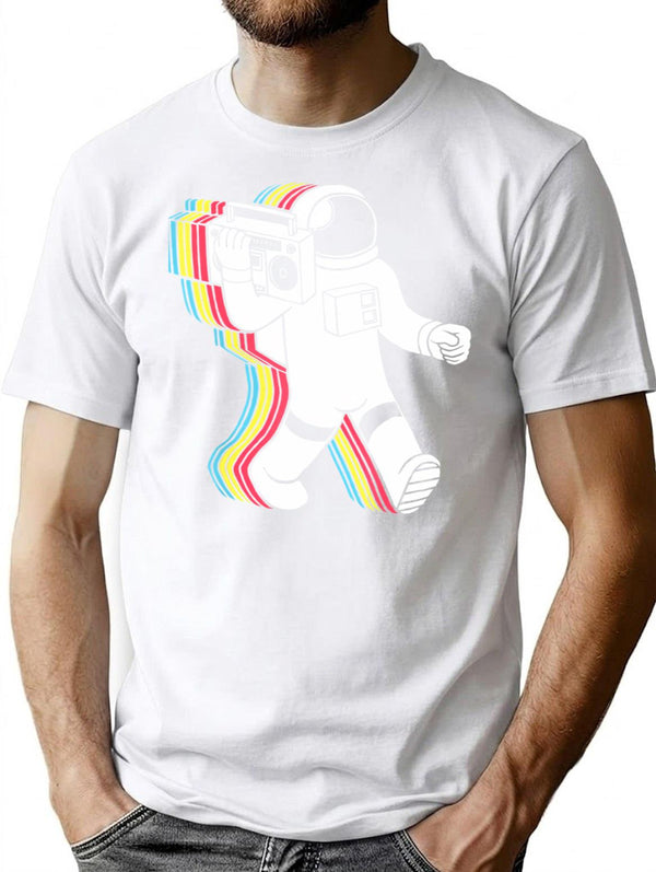 Astronaut Funk Retro Funny T-Shirt for Men & Women, T-Shirts Graphic Tee - White