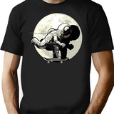 Astronaut Skateboarding T-Shirt for Men & Women, T-Shirts Graphic Tee - Black