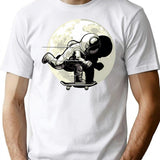 Astronaut Skateboarding T-Shirt for Men & Women, T-Shirts Graphic Tee - White