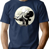 Astronaut Skateboarding T-Shirt for Men & Women, T-Shirts Graphic Tee - Navy