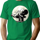 Astronaut Skateboarding T-Shirt for Men & Women, T-Shirts Graphic Tee - Green