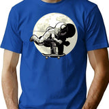 Astronaut Skateboarding T-Shirt for Men & Women, T-Shirts Graphic Tee - Blue
