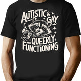 Autistic And Gay Raccoon T-Shirt for Men & Women, T-Shirts Graphic Tee - Black