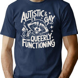 Autistic And Gay Raccoon T-Shirt for Men & Women, T-Shirts Graphic Tee - Navy