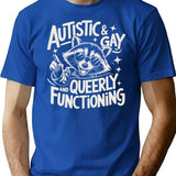 Autistic And Gay Raccoon T-Shirt for Men & Women, T-Shirts Graphic Tee - Blue