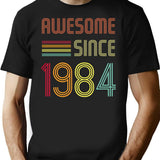 Awesome Since 1984 38 Years Old Birthday Retro T-Shirt T-Shirt for Men & Women, T-Shirts Graphic Tee - Black