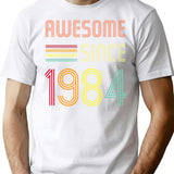 Awesome Since 1984 38 Years Old Birthday Retro T-Shirt T-Shirt for Men & Women, T-Shirts Graphic Tee - White