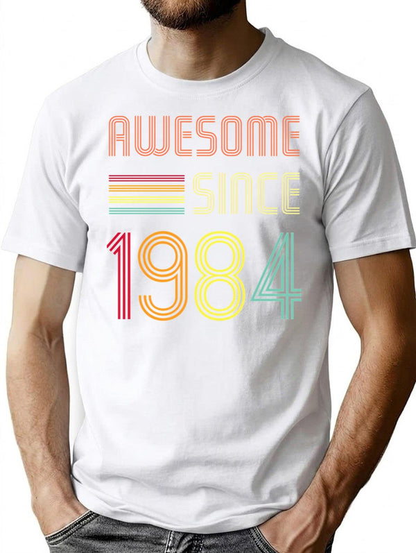 Awesome Since 1984 38 Years Old Birthday Retro T-Shirt T-Shirt for Men & Women, T-Shirts Graphic Tee - White