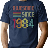 Awesome Since 1984 38 Years Old Birthday Retro T-Shirt T-Shirt for Men & Women, T-Shirts Graphic Tee - Navy