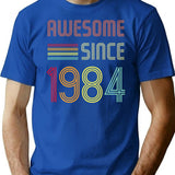 Awesome Since 1984 38 Years Old Birthday Retro T-Shirt T-Shirt for Men & Women, T-Shirts Graphic Tee - Blue