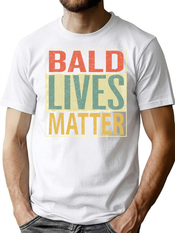 Bald Lives Matter Design Vintage Retro T-Shirt for Men & Women, T-Shirts Graphic Tee - White
