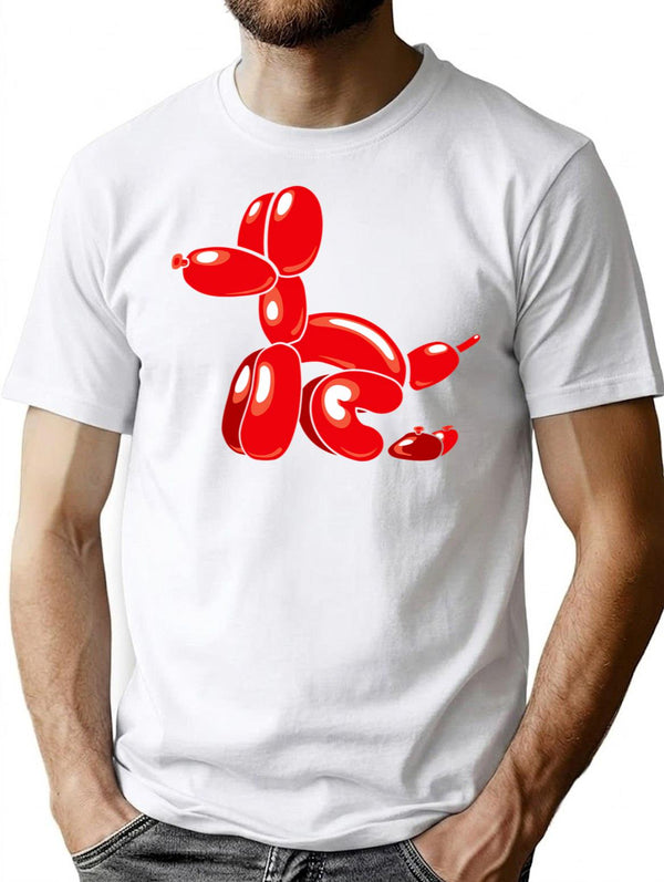 Balloon Doggie Poop T-Shirt for Men & Women, T-Shirts Graphic Tee - White