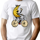 Banana Riding Bike Banana Cycling T-Shirt for Men & Women, T-Shirts Graphic Tee - White