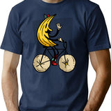 Banana Riding Bike Banana Cycling T-Shirt for Men & Women, T-Shirts Graphic Tee - Navy