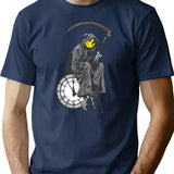 Banksy Grim Reaper Clock T-Shirt for Men & Women, T-Shirts Graphic Tee - Navy