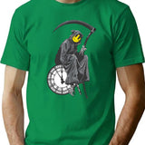 Banksy Grim Reaper Clock T-Shirt for Men & Women, T-Shirts Graphic Tee - Green