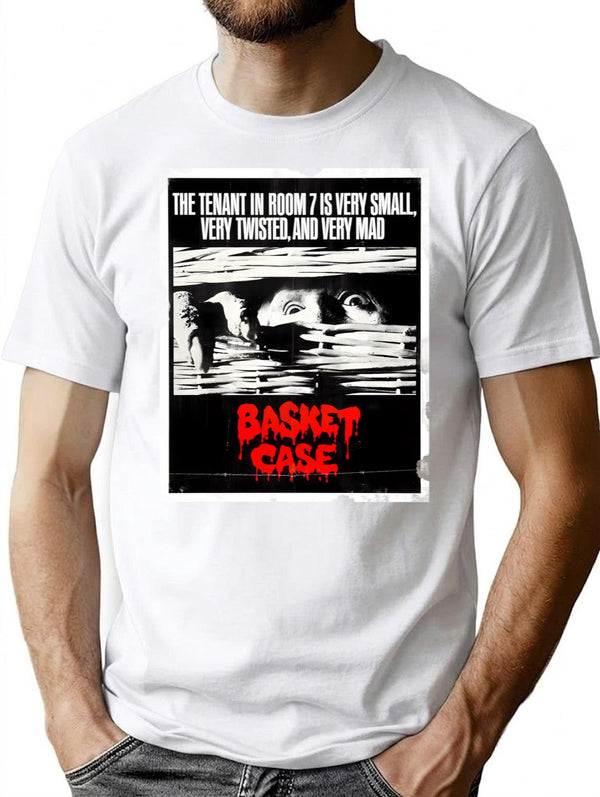 Basket Case Tshirt 80S Horror Movie Vhs Cover T-Shirt for Men & Women, T-Shirts Graphic Tee - White