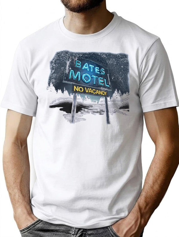 Bates Motel Sign T-Shirt for Men & Women, T-Shirts Graphic Tee - White
