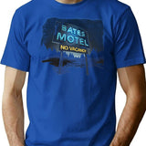 Bates Motel Sign T-Shirt for Men & Women, T-Shirts Graphic Tee - Blue