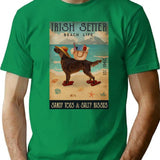Beach Life Sandy Toes Irish Setter Dog T-Shirt for Men & Women, T-Shirts Graphic Tee - Green