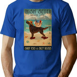 Beach Life Sandy Toes Irish Setter Dog T-Shirt for Men & Women, T-Shirts Graphic Tee - Blue
