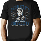 Beckett'S Time Travel University T-Shirt for Men & Women, T-Shirts Graphic Tee - Black