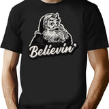 Believin Santa Claus T-Shirt for Men & Women, T-Shirts Graphic Tee - Black