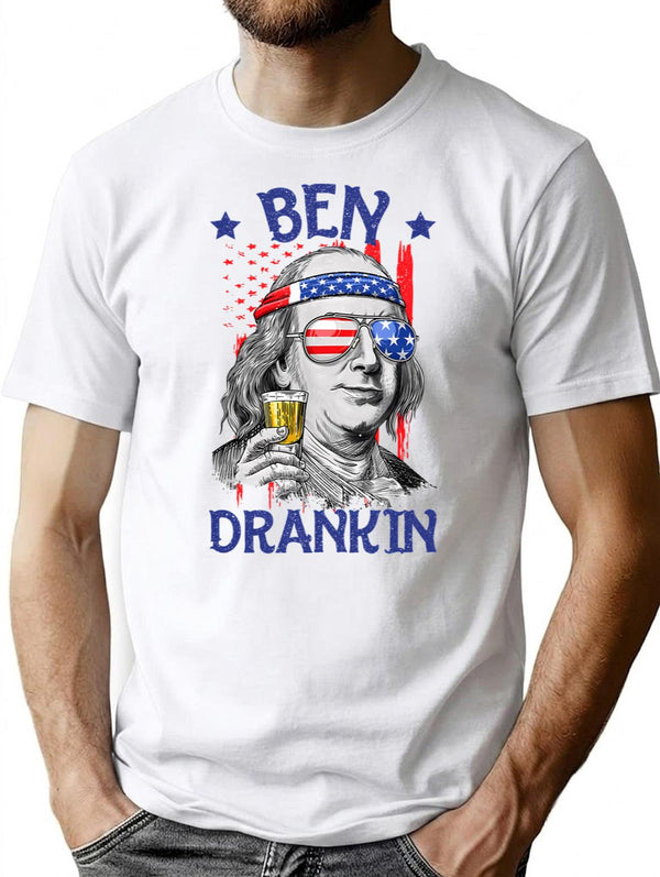 Ben Drankin Usa Flag 4th Of July Patriot T-Shirt - White