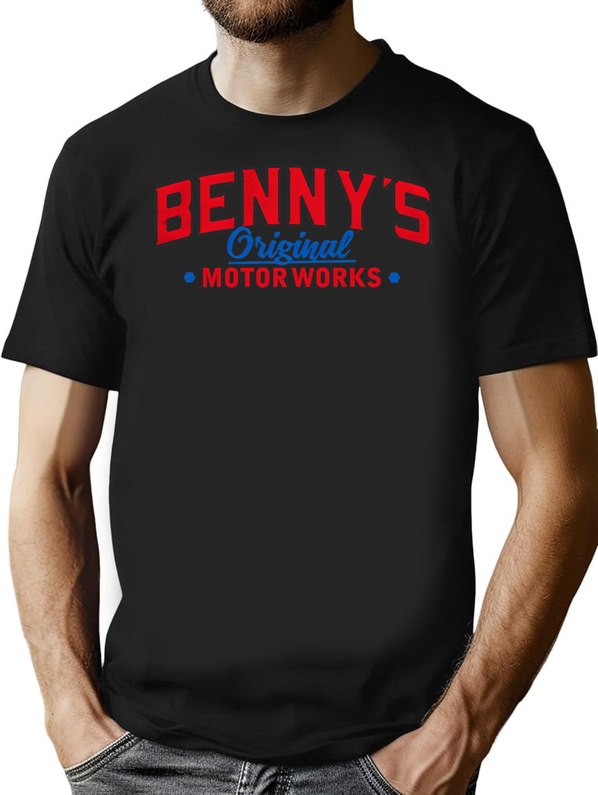 Benny's Original Motorworks Chop Shop Custom Car Mechanic Logo From Los Santos San Andreas T-Shirt - Black