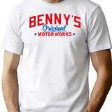 Benny's Original Motorworks Chop Shop Custom Car Mechanic Logo From Los Santos San Andreas T-Shirt - White