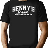 Benny's Original Motorworks White Weathered Logo Design From Los Santos San Andreas T-Shirt - Black