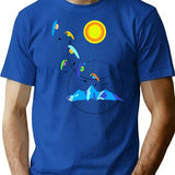 Berg Paraglider Paragliding Sun T-Shirt - Retro Graphic Tee for Men & Women - Blue