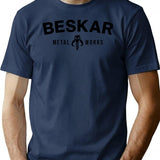 Beskar Metal Works T-Shirt - Retro Graphic Tee for Men & Women - Navy