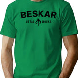 Beskar Metal Works T-Shirt - Retro Graphic Tee for Men & Women - Green