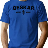 Beskar Metal Works T-Shirt - Retro Graphic Tee for Men & Women - Blue