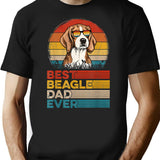 Best Beagle Dad Ever T-Shirt - Retro Graphic Tee for Men & Women - Black