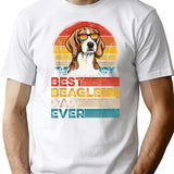 Best Beagle Dad Ever T-Shirt - Retro Graphic Tee for Men & Women - White