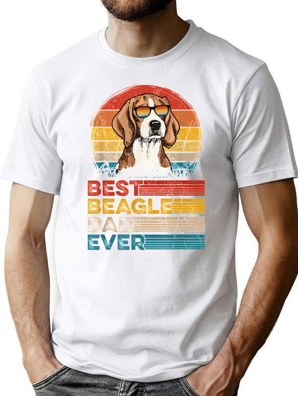 Best Beagle Dad Ever T-Shirt for Men & Women, T-Shirts Graphic Tee - White