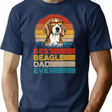Best Beagle Dad Ever T-Shirt - Retro Graphic Tee for Men & Women - Navy
