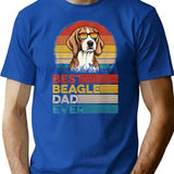 Best Beagle Dad Ever T-Shirt - Retro Graphic Tee for Men & Women - Blue