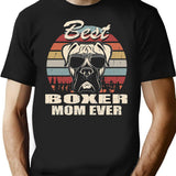 Best Boxer Mom Ever Vintage Retro Dog Mom T-Shirt - Black