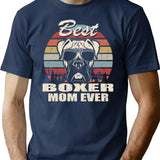 Best Boxer Mom Ever Vintage Retro Dog Mom T-Shirt - Navy