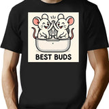 Best Buds 1 T-Shirt - Retro Graphic Tee for Men & Women - Black