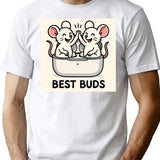 Best Buds 1 T-Shirt - Retro Graphic Tee for Men & Women - White